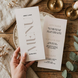 Modernes einfaches Beige Edge Wedding Menu Menükarte