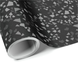 Modernes einfaches Black Terrazzo Wrapping Paper Geschenkpapier