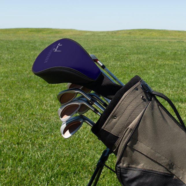 Modernes einfaches Blue & White Minimal Script Golf Headcover (In SItu)