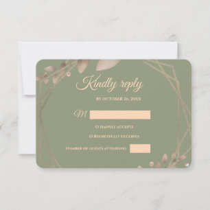 Modernes, einfaches botanisches, elegantes Salbei- RSVP Karte