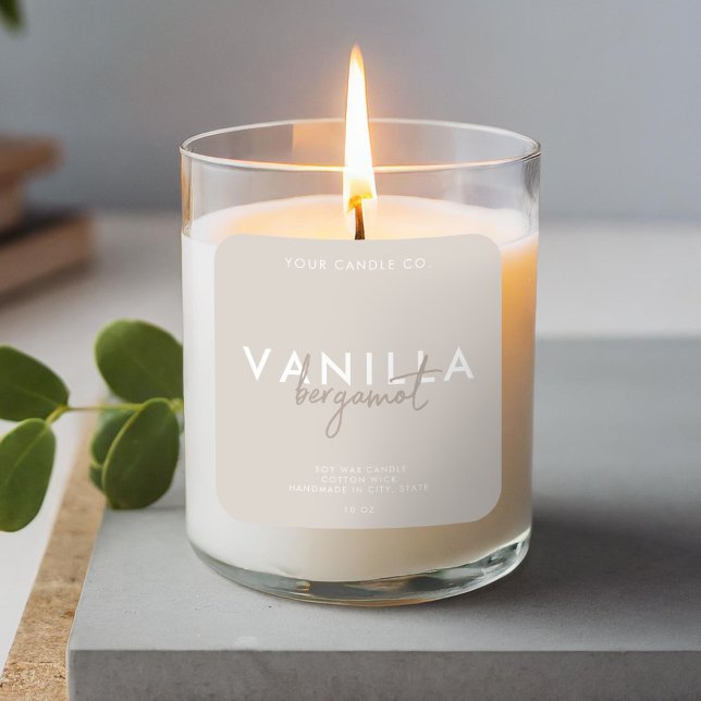 Modernes, einfaches Candle Label Quadratischer Aufkleber (Von Creator hochgeladen)
