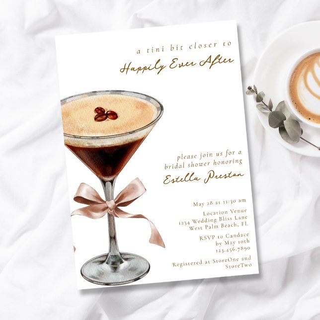 Modernes, einfaches Cocktail Themed Mocha Brautpar Einladung (Von Creator hochgeladen)