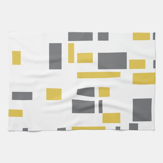 Modernes, einfaches, cooles geometrisch-gelbes Gra Geschirrtuch (Horizontal)