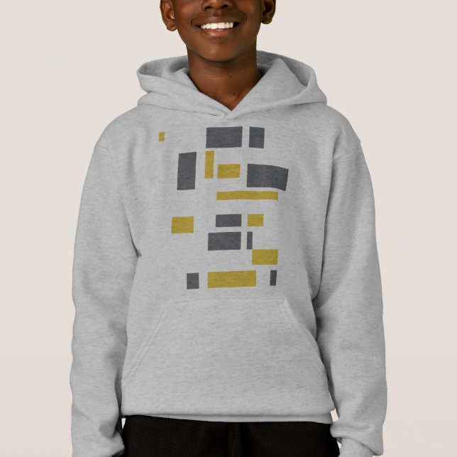 Modernes, einfaches, cooles geometrisch-gelbes Gra Hoodie (Vorderseite)
