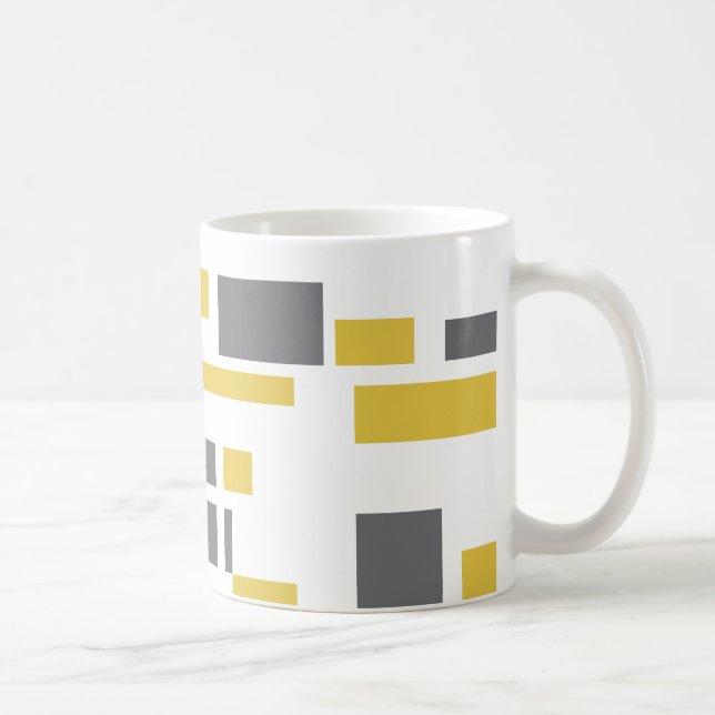 Modernes, einfaches, cooles geometrisch-gelbes Gra Kaffeetasse (Rechts)
