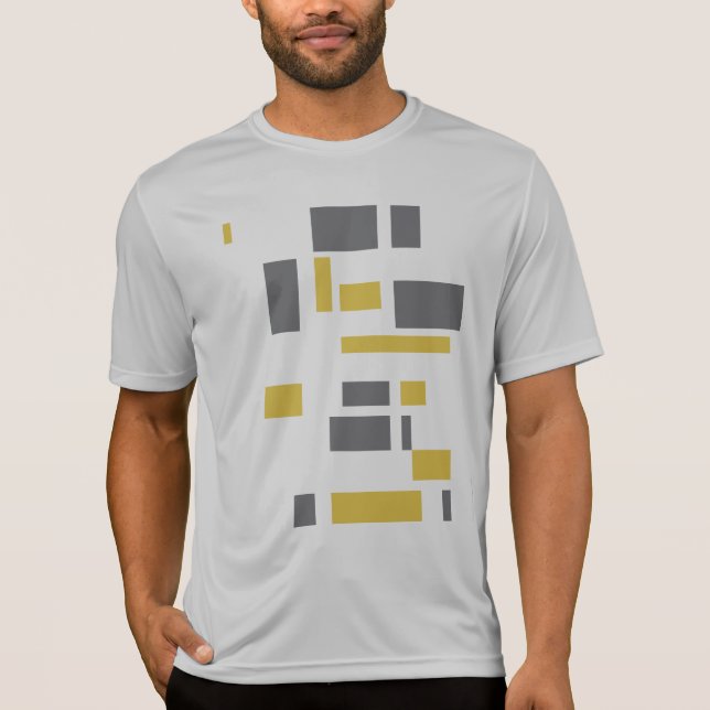 Modernes, einfaches, cooles geometrisch-gelbes Gra T-Shirt (Vorderseite)