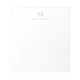 Modernes einfaches, einfaches Pastel Gray Monogram Notizblock