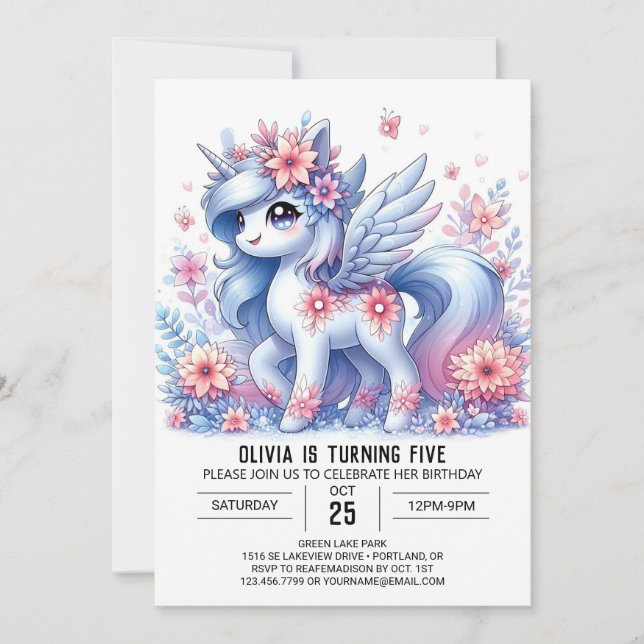 Modernes einfaches Einhorn Digitaler Geburtstag Einladung (Vorderseite)