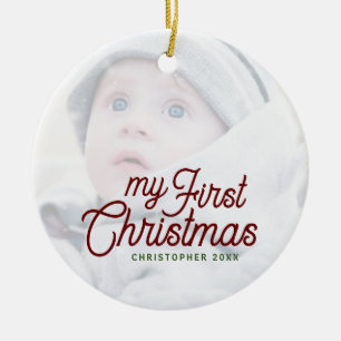 Modernes, einfaches Elegant Baby's First Christmas Keramik Ornament