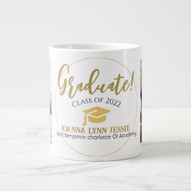 Modernes Einfaches Eleganter Abschluss-Gold-Kap-Sk Jumbo-Tasse (Vorderseite)