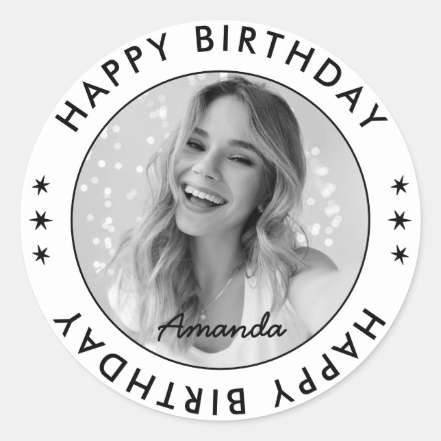 Modernes, einfaches, elegantes klassisches Happy B Runder Aufkleber (Vorderseite)