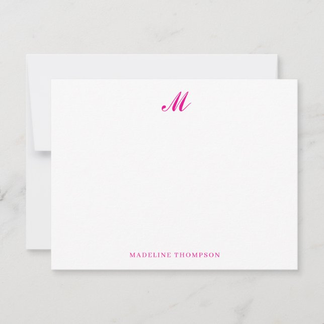 Modernes, einfaches, elegantes Script Magenta Pink Mitteilungskarte (Vorderseite)