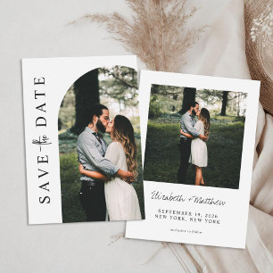 Modernes einfaches Foto beim Hochzeitsfeiern rette Save The Date