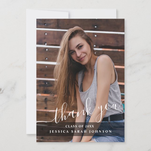 Modernes, einfaches FOTO für Minimalistischen Absc Dankeskarte (Vorderseite)