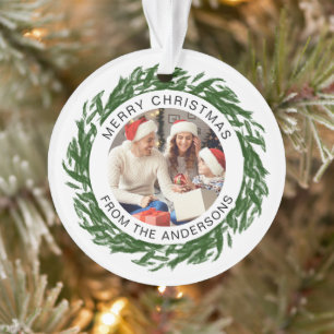 Modernes, einfaches Foto für Weihnachtskranke Ornament