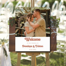 Modernes, einfaches Foto Hochzeitsempfang Begrüßun