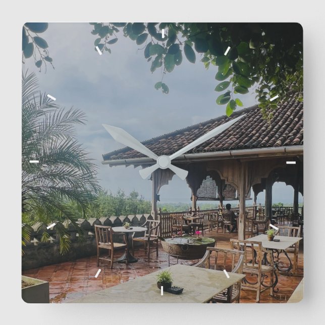 Modernes, einfaches Foto Minze Simple Lovely Gift Quadratische Wanduhr (Vorderseite)