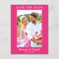 Modernes einfaches Foto Save the Date heiß rosa