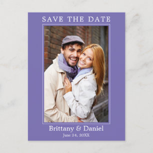Modernes einfaches Foto Save the Date Periwinkle Postkarte