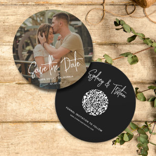 Modernes einfaches Foto Save the Date QR Code Wedd Einladung