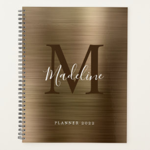 Modernes, einfaches, gebürstetes Metallic-Gold-Mon Planer