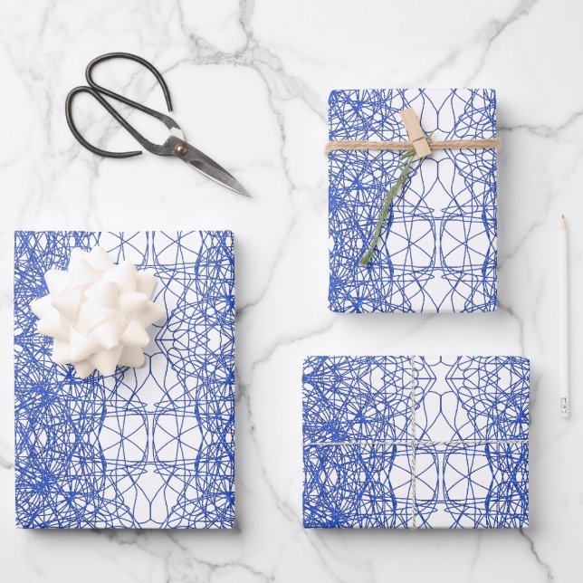 Modernes, einfaches geometrisches Fraktal Geschenkpapier Set (Vorderseite)