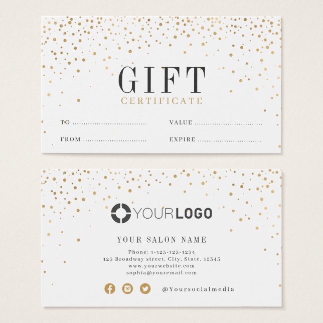 Modernes, einfaches Geschäft mit Gold-Glitzer (Vorne & Hinten)