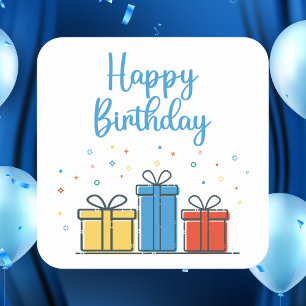 Modernes & einfaches Glück zum Geburtstag Quadratischer Aufkleber