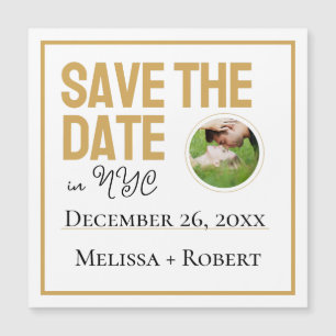 Modernes einfaches Gold-Foto Save the Date Magnetkarte