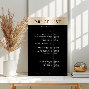 Modernes, einfaches Gold Salon Preislisten-Poster Poster
