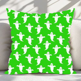 Modernes, einfaches Grün und Weiße Geister Hallowe Kissen