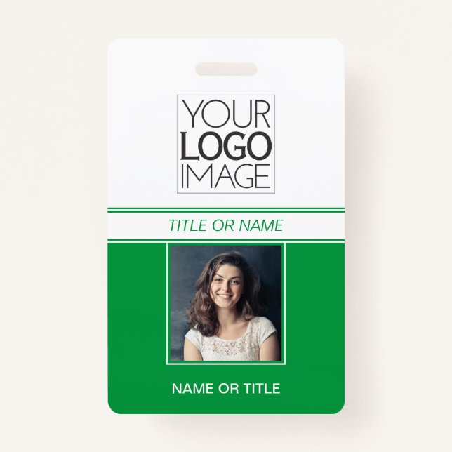 Modernes, einfaches grünes Foto - Beruflicher Name Ausweis (Vorderseite)