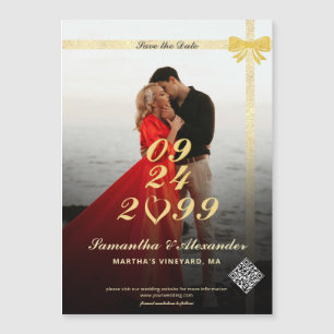 Modernes einfaches Herz-Foto Hochzeit speichern da Magneteinladung