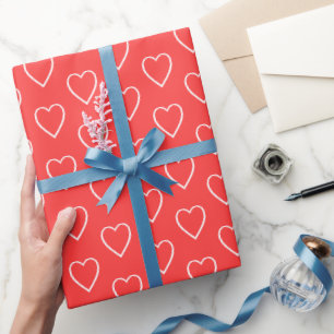Modernes, einfaches Herzmuster des Valentins auf R Geschenkpapier