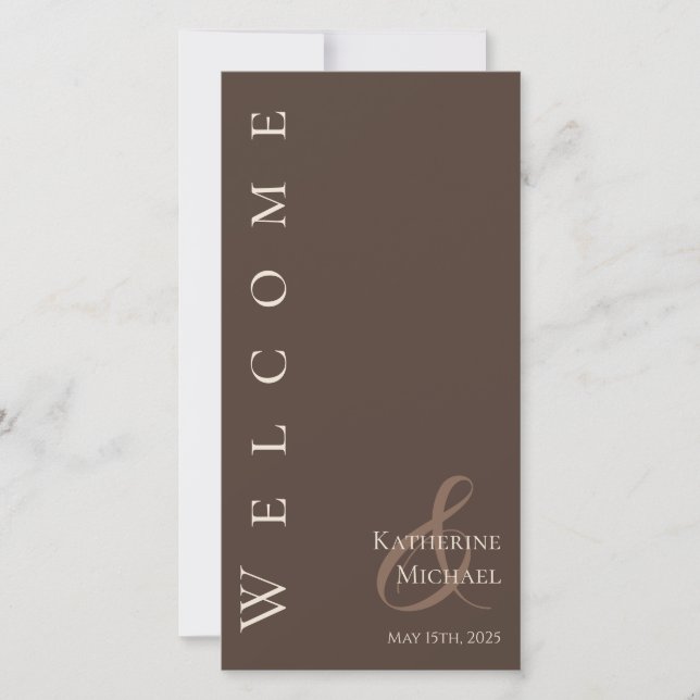 Modernes einfaches Hochzeitsprogramm Brown (Vorderseite)
