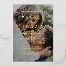 Modernes, einfaches Lässiges Foto Wedding Gold