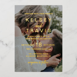 Modernes, einfaches Lässiges Foto Wedding Gold Folieneinladung