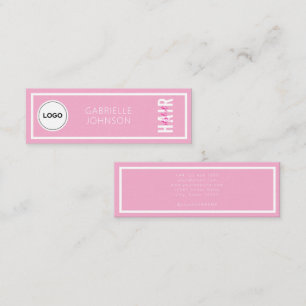 Modernes einfaches Logo Blush Rosa Weiße Haarstyli Mini Visitenkarte