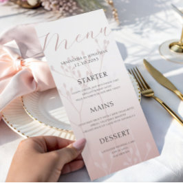 Modernes, einfaches Menü für Hochzeiten in der Ros Menükarte