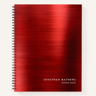 Modernes einfaches Metallic-Rot gebürstet Notizbuch