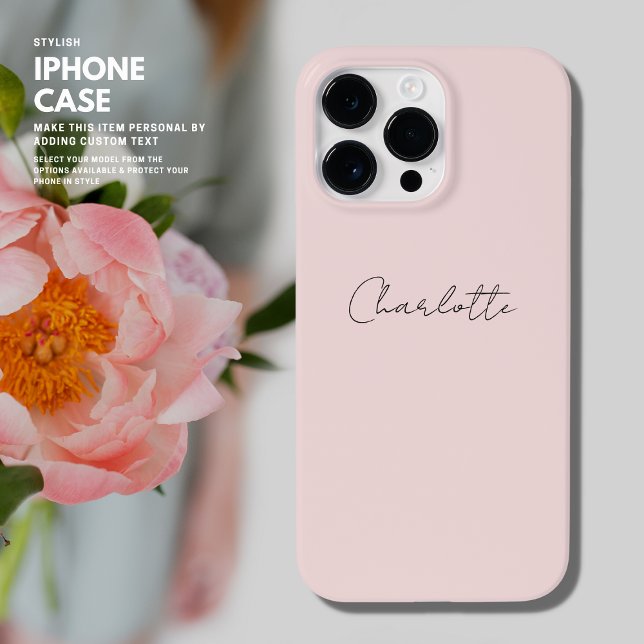 Modernes, einfaches Minimalistisch Blush-Script Pe Case-Mate iPhone Hülle (Von Creator hochgeladen)