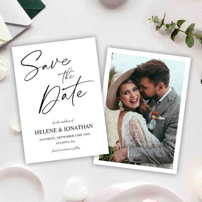 Modernes, einfaches Minimalistisches elegantes Fot Save The Date (Modern Simple Minimalist Elegant Photo Save The Date)