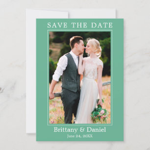 Modernes, einfaches Minimalistisches Foto Neo Mint Save The Date