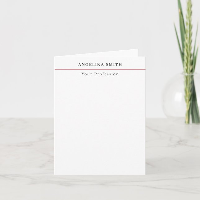 Modernes einfaches minimalistisches Weiß Rot Profe (Vorderseite)