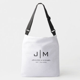Modernes einfaches Monogramm Hochzeitskuppel groß Tragetaschen Mit Langen Trägern
