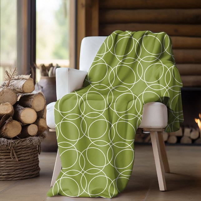 Modernes, einfaches Muster Fleecedecke (fleece blanket with circle pattern in green)