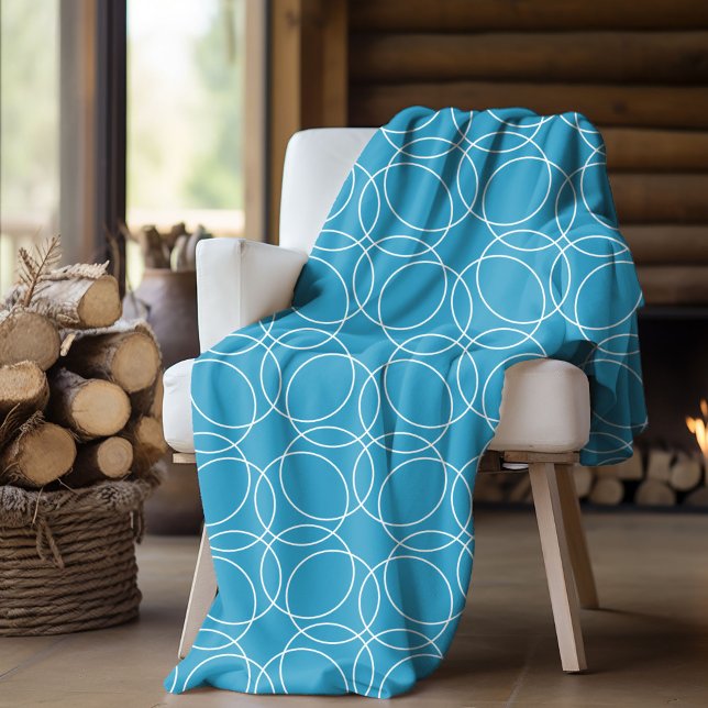 Modernes, einfaches Muster Fleecedecke (fleece blanket with circle pattern in blue)