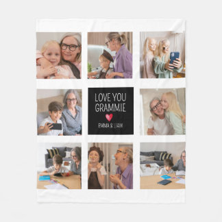 Modernes einfaches Oma Herz 8 Foto Collage Custom Fleecedecke