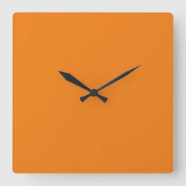 Modernes, einfaches Orange Quadratische Wanduhr