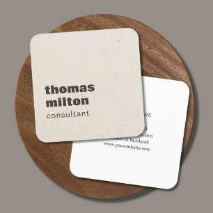 Modernes, einfaches Papier Textur Brown Consultant Quadratische Visitenkarte